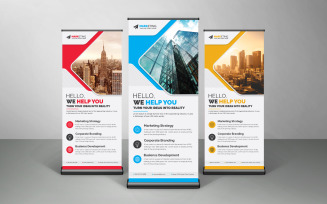 Modern Corporate Roll Up Banner, X Banner, Standee Template Design for Business Multipurpose Use