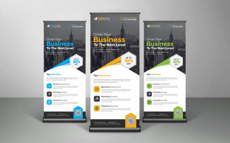 Modern Elegant Corporate Business Roll Up Banner, X Banner, Standee Template Design for Agency