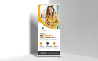 Modern Minimalist Simple Corporate Roll Up Banner, X Banner, Standee Design for Business Agency