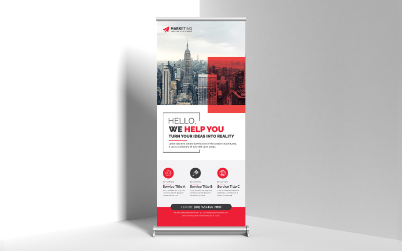 Modern Simple Corporate Roll Up Banner, X Banner, Standee, Backdrop Template Design for Business Corporate Identity