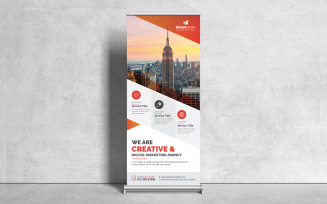 Orange Color Corporate Business Roll Up Banner, X Banner Template Design for Advertising Agency