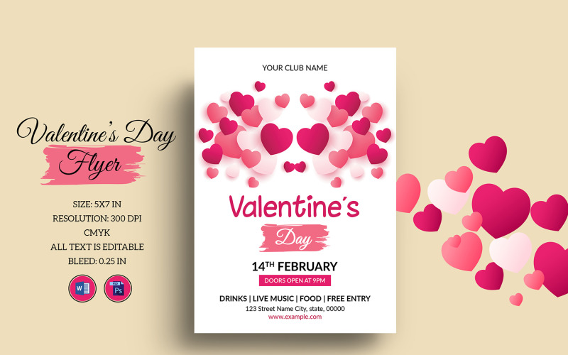 Printable Valentines Day Invitation Party Flyer Corporate Identity