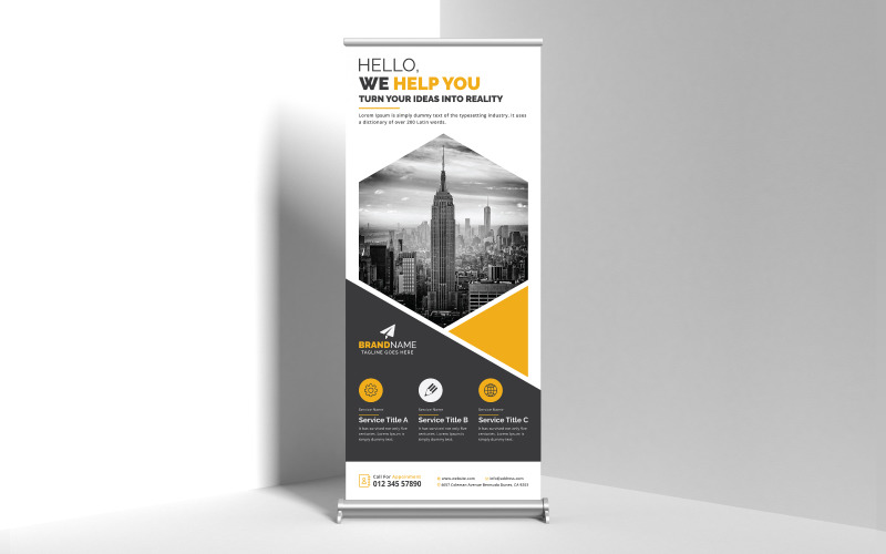 Professional Creative Corporate Roll Up Banner, X Banner, Standee Template Clean Unique Design Corporate Identity