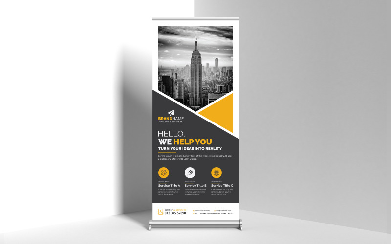 Professional Creative Corporate Roll Up Banner, X Banner, Standee Template Unique Design Sample Corporate Identity