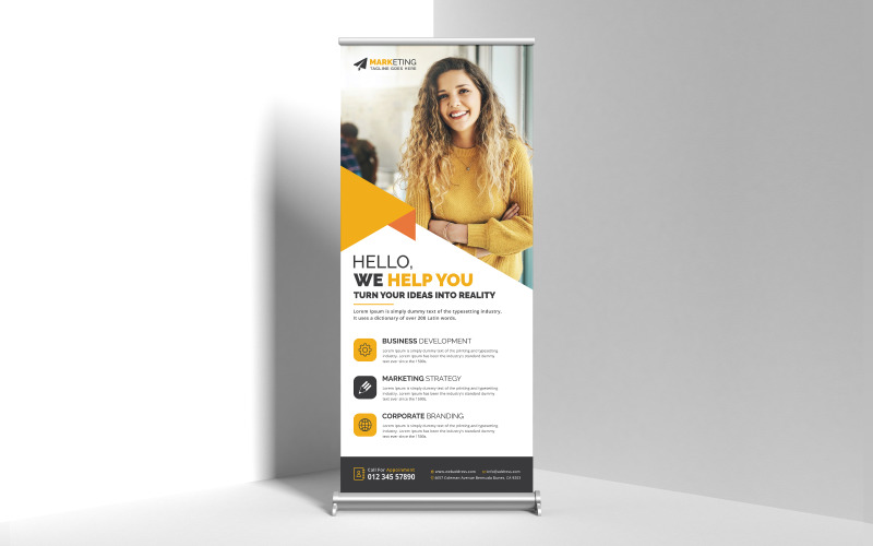 Professional Simple Corporate Roll Up Banner, X Banner, Standee Minimalist Template Design Layout Corporate Identity