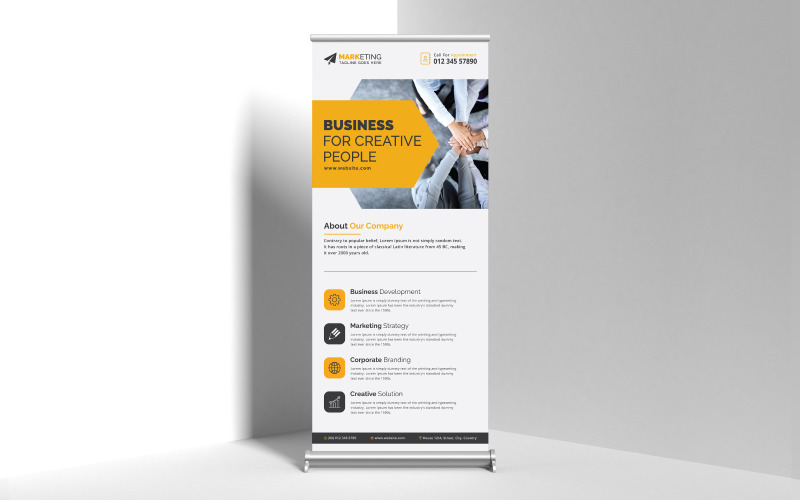 Roll Up Banner, Corporate Business Rollup Banner, X Banner, Standee or Signage Template Design Corporate Identity