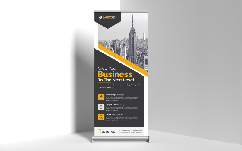 Stylish Corporate Roll Up Banner, Standee, X Banner Template Unique Design with Creative Concept Corporate Identity