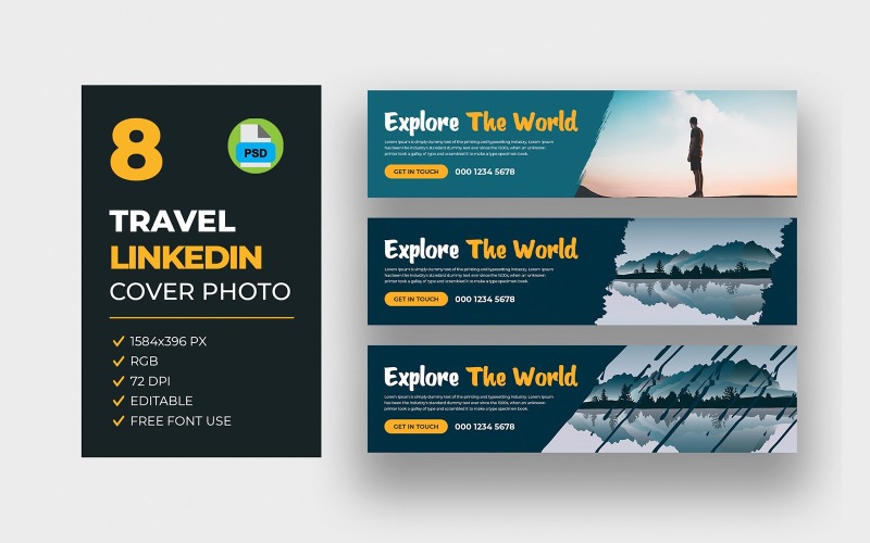 Travel Tour LinkedIn Cover Photo Bundle Social Media