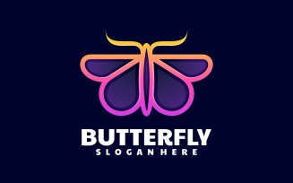 Butterfly Line Art Gradient Logo Vol.5
