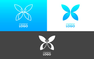 Butterfly Shape Corporate Logo Set Vector Template