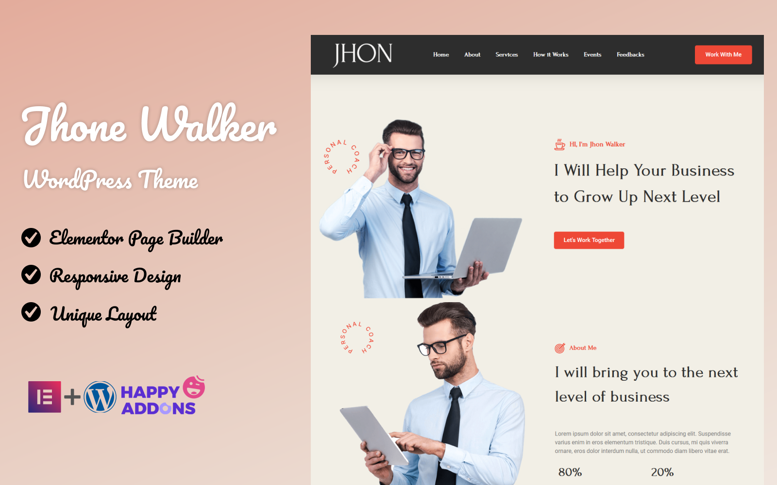 Jhon Walker Personal Advisor  & Life Coach WP Landing Page