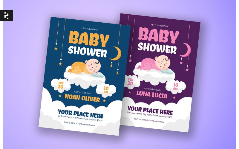 Cute Baby Shower Invitation Template Corporate Identity