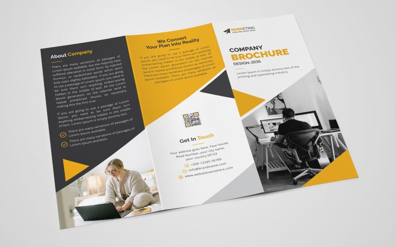 Minimalist Creative Corporate Trifold Brochure Template Design Sample for Marketing Advertising Corporate Identity