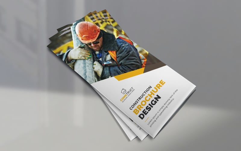 Modern Creative Construction Trifold Brochure Template Design for Marketing Advertising Corporate Identity
