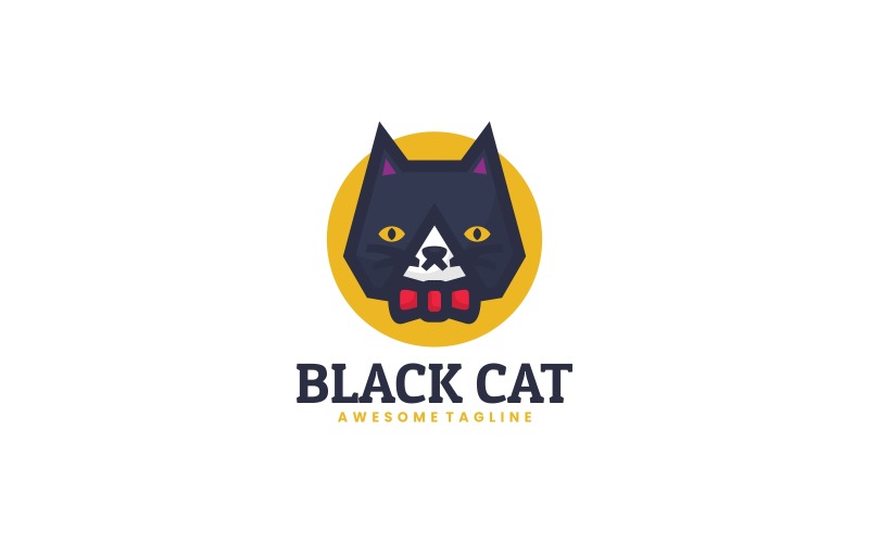 Black Cat Simple Logo Template