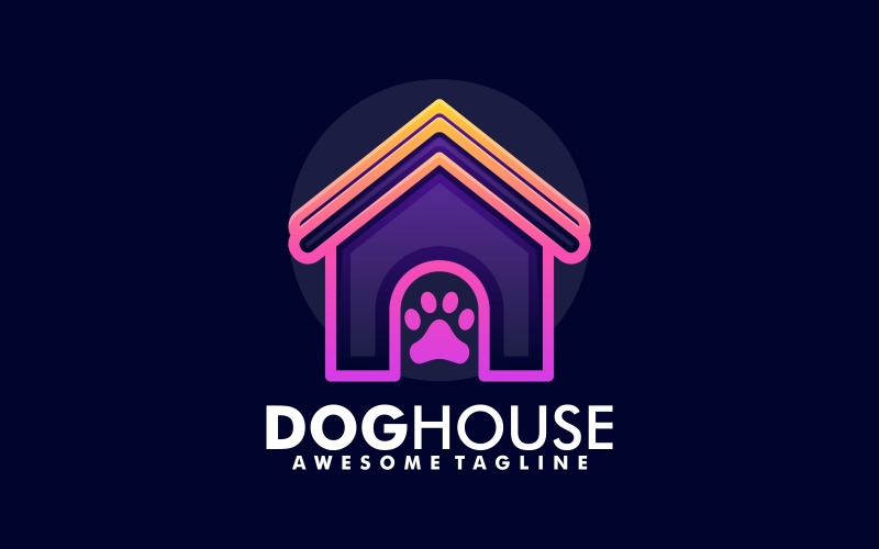 Dog House Line Art Logo Style Logo Template
