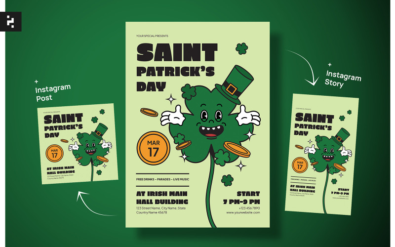Saint Patricks Day Retro Flyer Template Corporate Identity