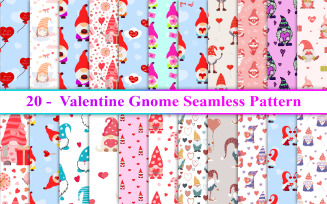 Valentine Gnome Seamless Pattern, Valentine Seamless Pattern
