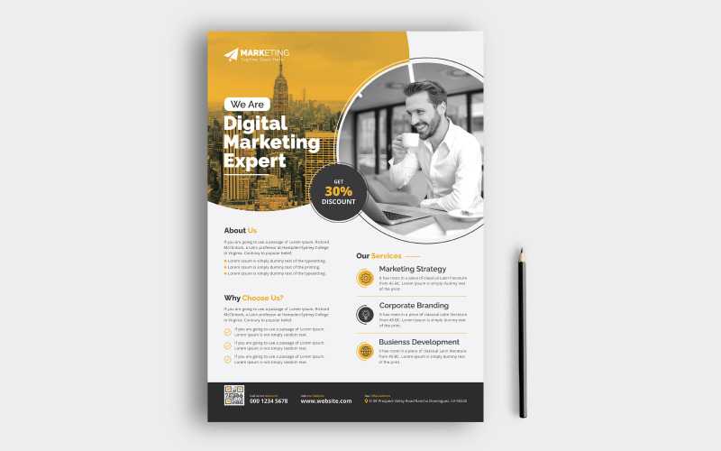 Creative Business Corporate Flyer, Leaflet Template for Advertising Agency and Multipurpose Use Corporate Identity