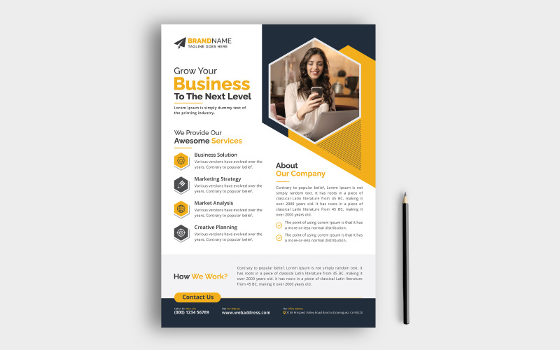 Modern Professional Corporate Business Flyer, Leaflet, Pamphlet Design Creative Shapes and Idea Corporate Identity