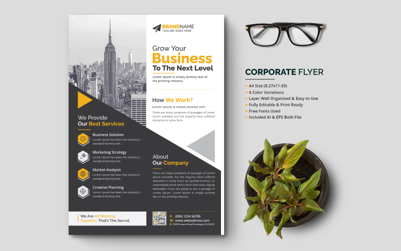 Modern Professional Corporate Business Flyer Leaflet Template Creative Design for Advertising Corporate Identity