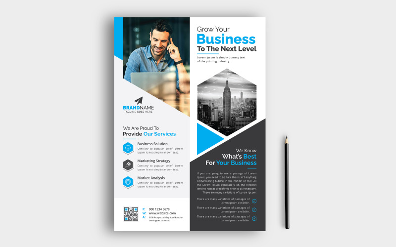 Professional Corporate Business Flyer Template with Red, Blue, Yellow, Green Color Creative Concept Corporate Identity