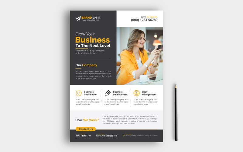 Professional Minimalist Corporate Business Flyer Leaflet Template Design Sample Example for Agency Corporate Identity