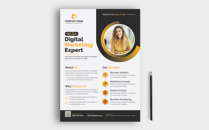 Professional Modern Corporate Business Flyer, Leaflet Design Creative Concept with Round Shapes Corporate Identity