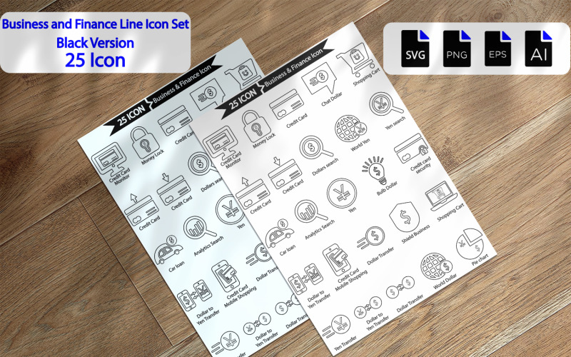 Business And Finance Line Icon Pack Icon Set