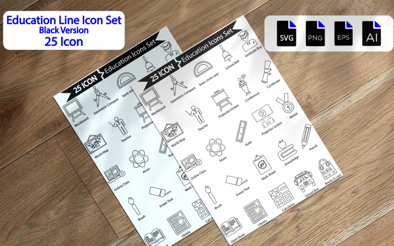 Premium Education Line Icons Pack Icon Set