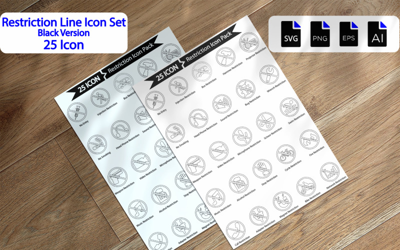Premium Restriction Line Icon Pack Icon Set