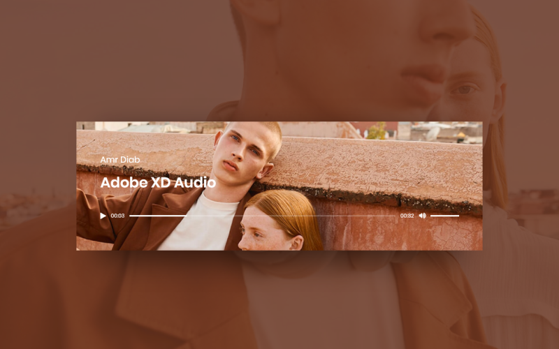 Audio Player Widget Hero Header Landing Page Adobe XD Template Vol 014 UI Element