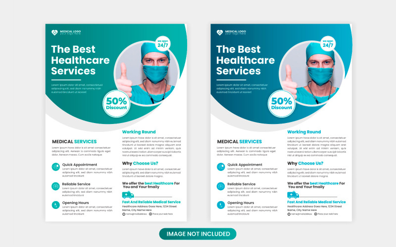 Medical flayer Design Template Healthcare and Medical pharmacy flyer vector concept Illustration