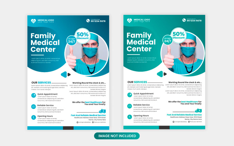 Medical flayer Design Template Healthcare and Medical pharmacy flyer vector Illustration