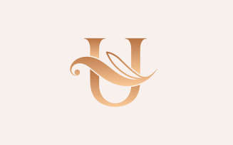 Natural Massage Beauty Logo Template Letter U