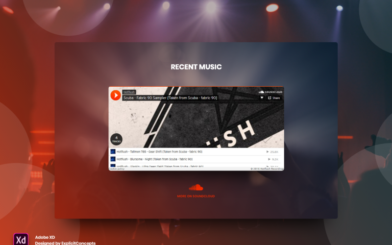Soundcloud Section Hero Header Landing Page Adobe XD Template Vol 066 UI Element