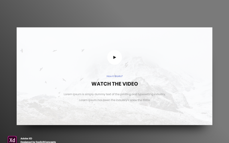 Video Section Hero Header Landing Page Adobe XD Template Vol 061 UI Element