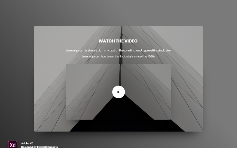 Video Section Hero Header Landing Page Adobe XD Template Vol 062 UI Element