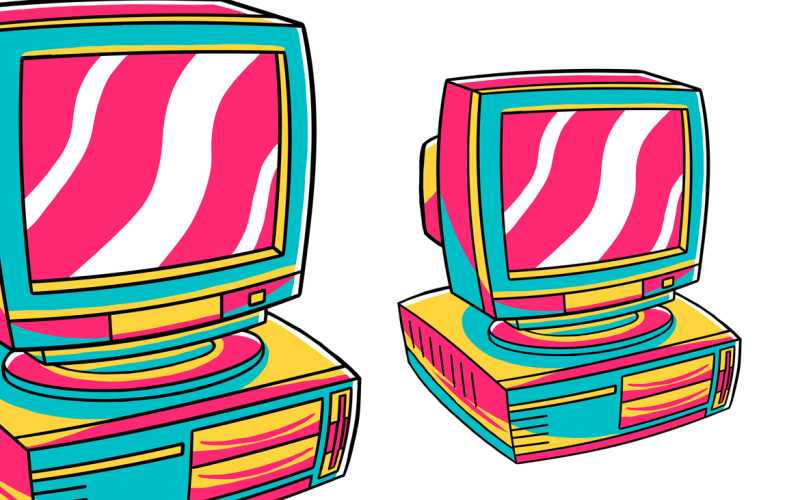 Computer (90's Vibe) Vector Illustration Vector Graphic