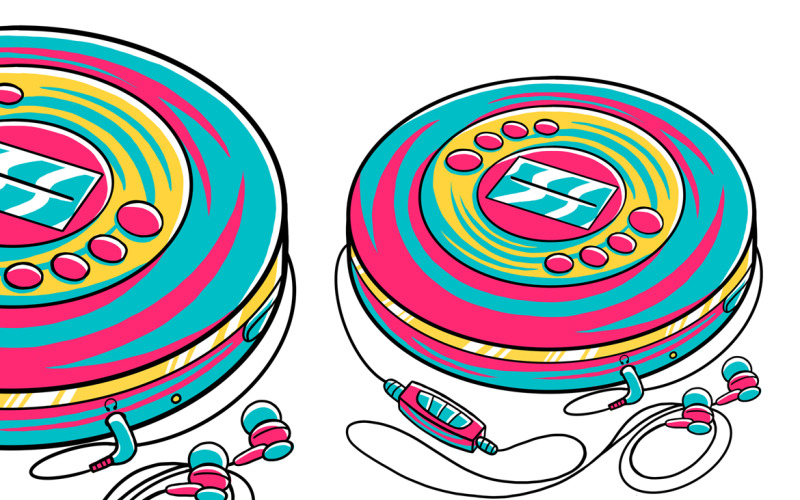Disc Portable Player (90's Vibe) Vector Illustration Vector Graphic
