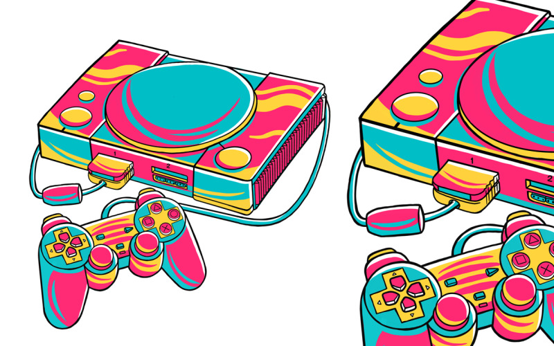 Game Console (90's Vibe) Vector Illustration Vector Graphic