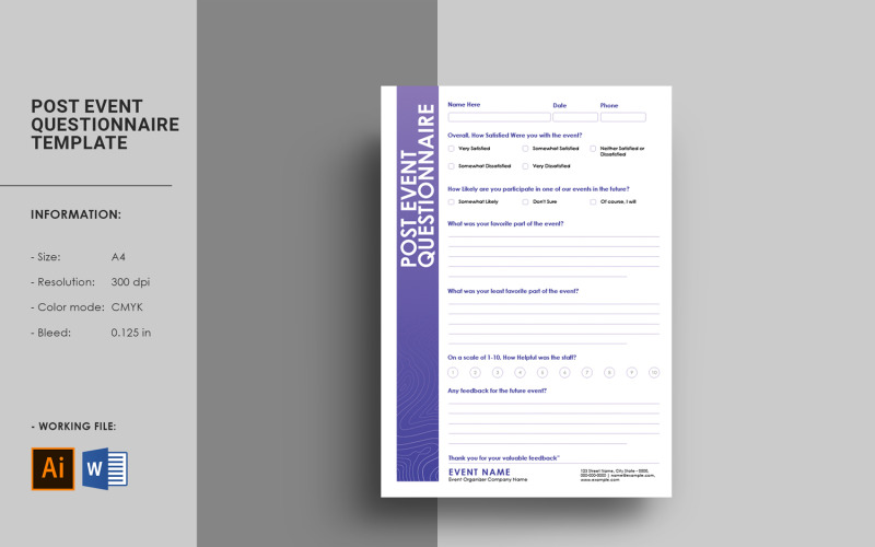 Printable Post Event Questionnaire Template Corporate Identity