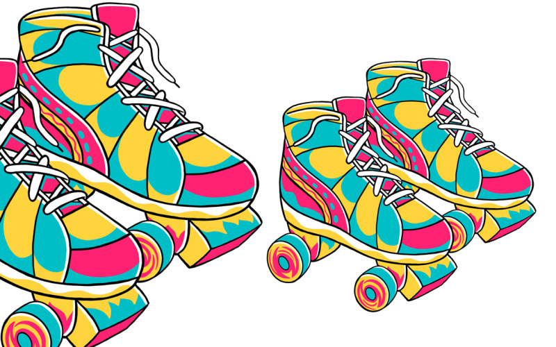 Roller Skates (90's Vibe) Vector Illustration Vector Graphic