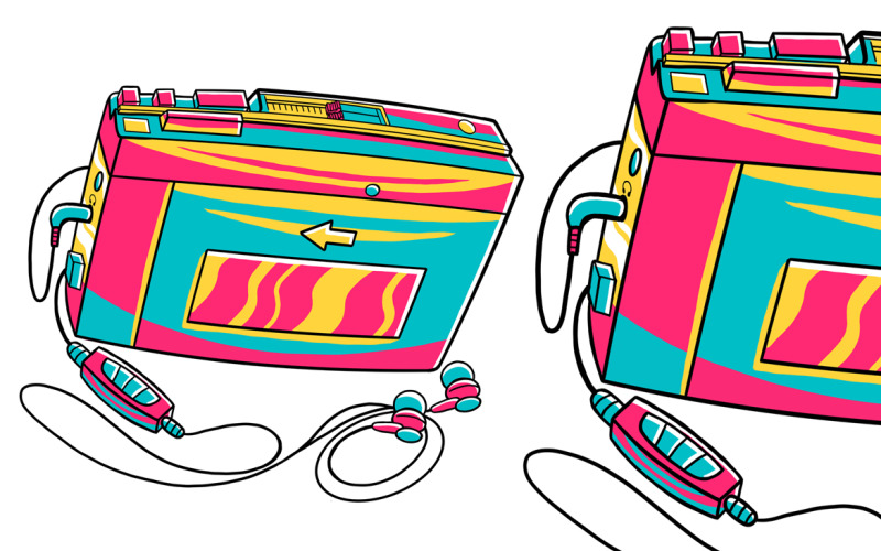 Tape Portable Player (90's Vibe) Vector Illustration Vector Graphic