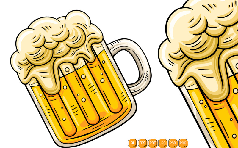 Beer Glass Vector Illustration Vector Graphic