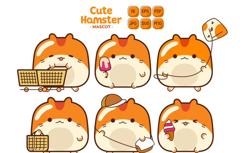Cute Hamster Mascot Character Vector Pack #02 Vector Graphic