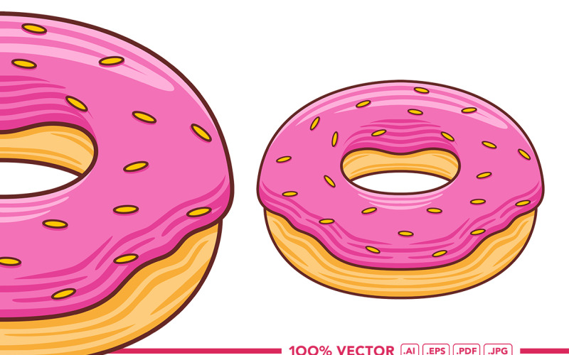 Donut Vector in Flat Design Style Vector Graphic