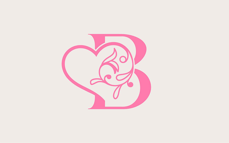 Heart Rose Gold Beauty Letter B Logo Template