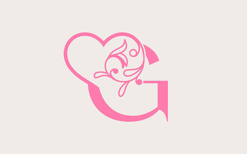 Heart Rose Gold Beauty Letter G Logo Template