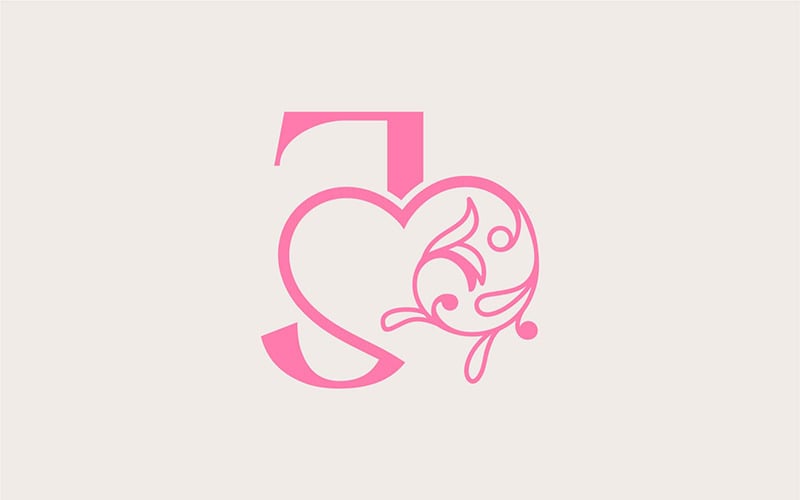 Heart Rose Gold Beauty Letter J Logo Template